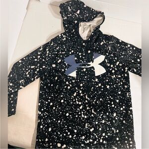 Under Armour Black Hoodie with white splatter  Accents size large girl